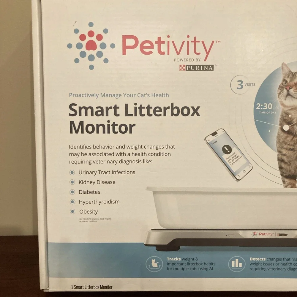 Petivity Smart Litterbox Monitor Health Tracking Alert System for Cats Open Box